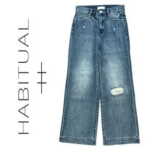 Habitual | Wide-Leg High-Rise Distressed Jeans | 27 Waist